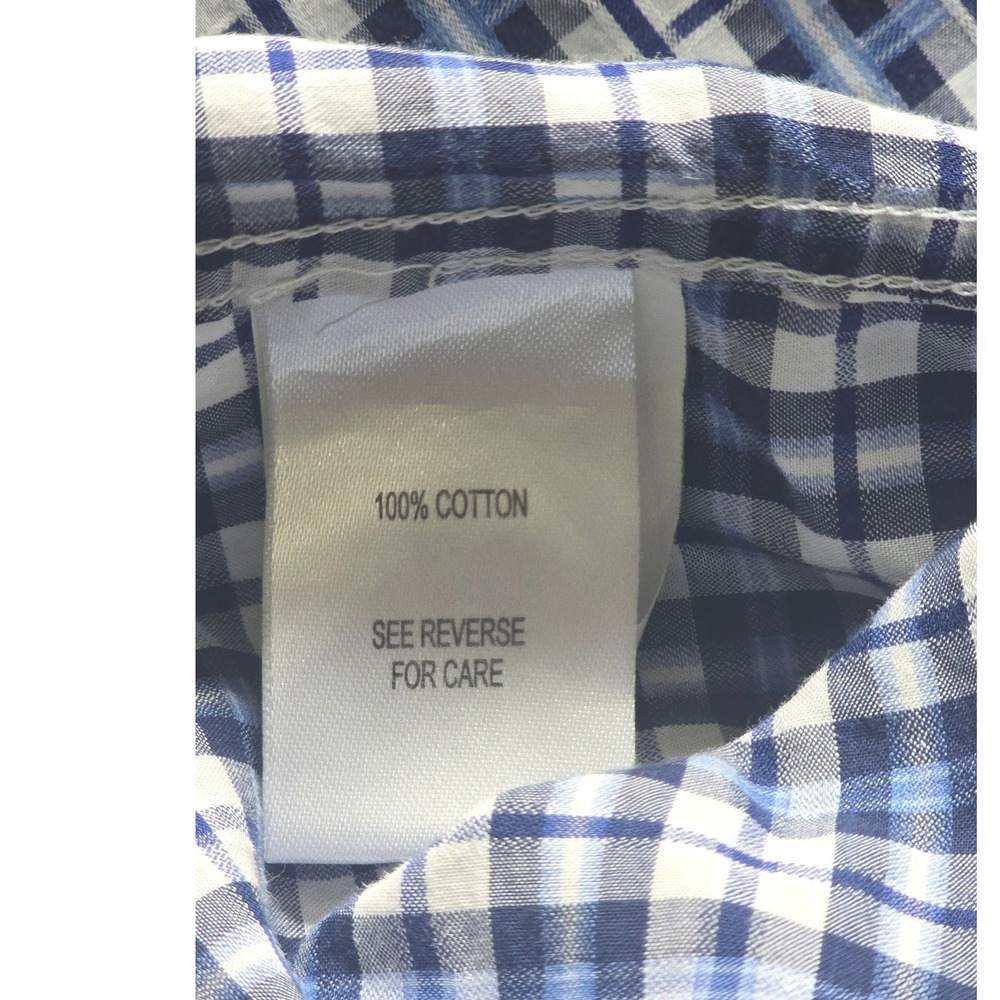 Johnston & Murphy Tailored Fit Blue Plaid Long Sleeve Button Down Shirt XL - Picture 5 of 8